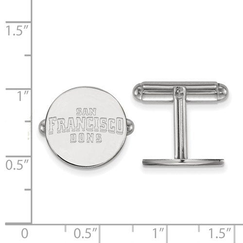 Rhodium-Plated Sterling Silver University Of San Francisco Round Cuff Links,16MM