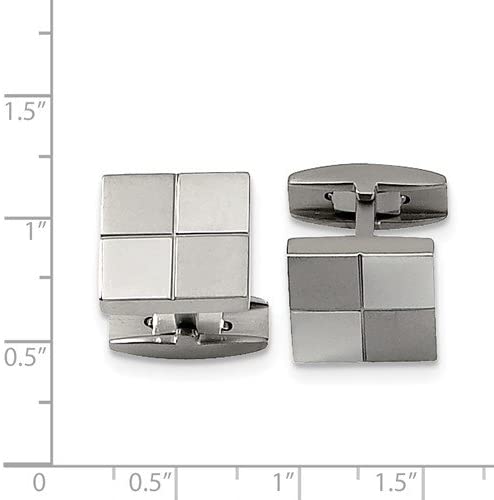 Titanium Satin-Brushed Square Cuff Links, 15MM