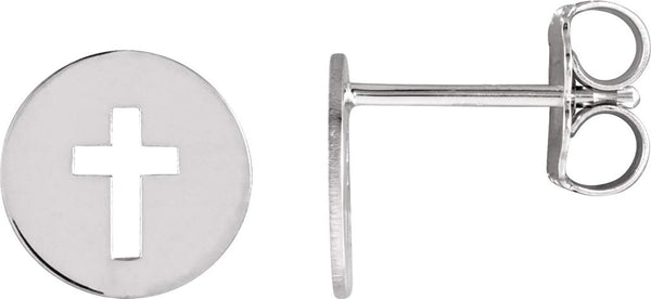 Pierced Cross Platinum Earrings (7.90X7.90 MM)