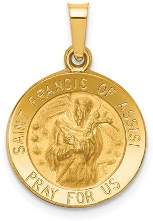 14k Yellow Gold St. Francis of Assisi Medal Pendant (17X16MM)