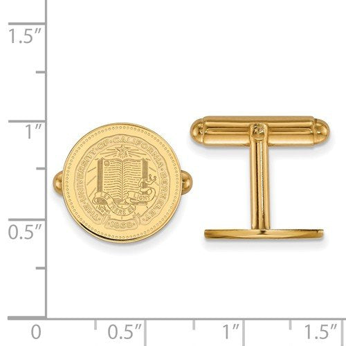 Gold-Plated Sterling Silver University Of California Berkeley Crest Round Cuff Links, 16MM