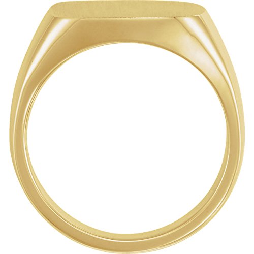 Men's Signet Semi-Polished 18k Yellow Gold Ring (18mm) Size 11