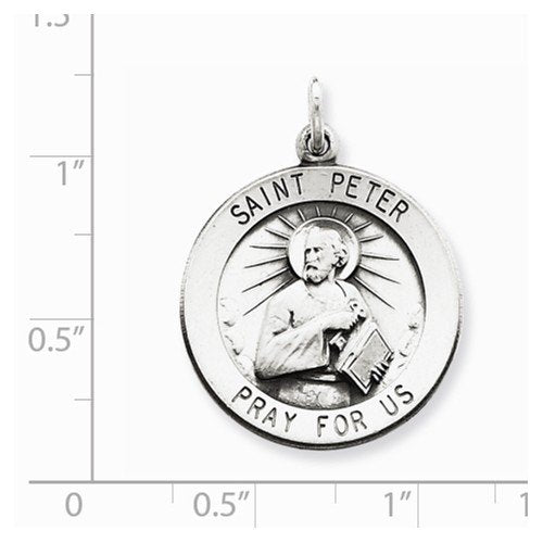 Sterling Silver Antiqued St. Peter Medal (31X21MM)