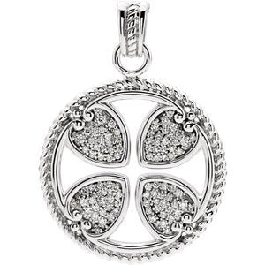 Diamond Maltese Rope Cross 14k White Gold Pendant (GH Color, I1 Clarity, 3/4 Cttw)