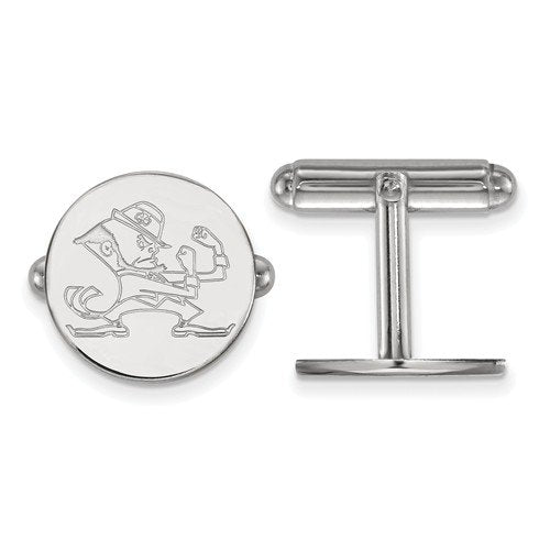 Rhodium-Plated Sterling Silver University Of Notre Dame Cuff Links,15MM