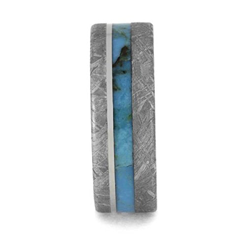Turquoise, Gibeon Meteorite 7.75mm Titanium Comfort-Fit Wedding Band, Size 10