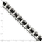 Men's Brushed Stainless Steel 11mm Black Rubber Link Bracelet, 8.5"