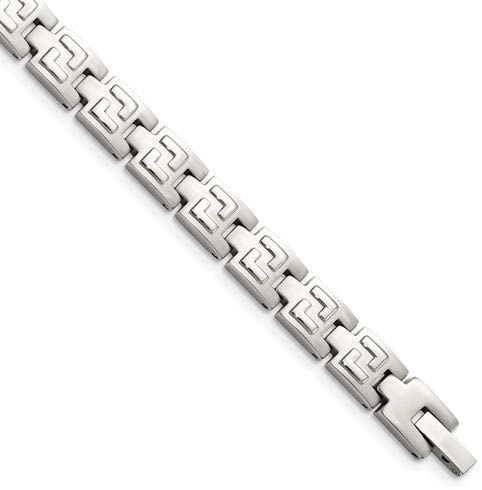 Men's Brushed and Polished Stainless Steel 8mm link Bracelet, 8.5 Inches