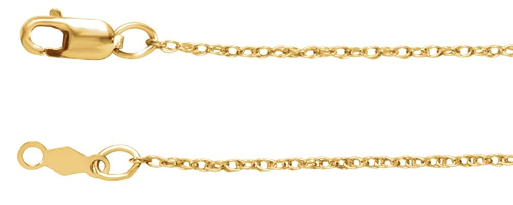 1mm 14k Yellow Gold Rope Chain, 16"