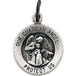 14k Yellow Gold Guardian Angel Medal (15MM)