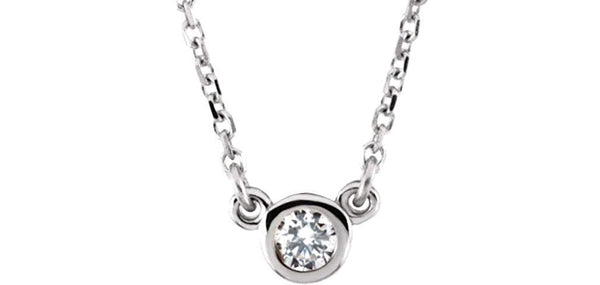 Diamond Solitaire Rhodium Plate 14k White Gold Pendant Necklace, 18" (.25 Cttw)