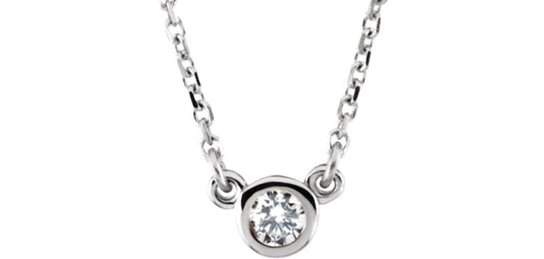 Diamond Solitaire 14k White Gold Pendant Necklace, 18" (1/10 Cttw)