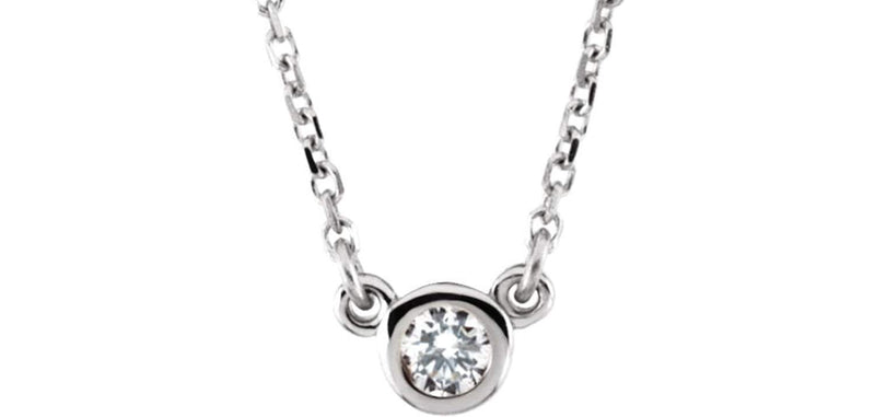 Diamond Solitaire 14k White Gold Pendant Necklace, 18" (.16 Cttw)