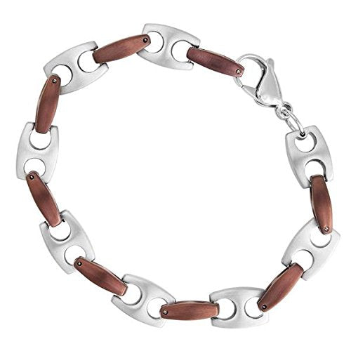 Men's Two-Tone Chocolate-Plated Mariner Link Bracelet, Stainless Steel, 8.5"