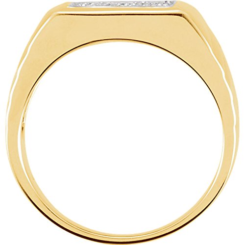 Men's 9-Stone Diamonds 14k Yellow Gold Ring, 13.6MM, Size 12.25
