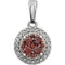 Brown and White Diamond Halo Pendant in 14k White Gold, (3/8 Cttw)