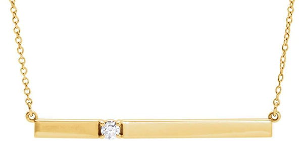 Diamond Solitaire Bar 14k Yellow Gold Necklace, 17.5'' (.10 Cttw)