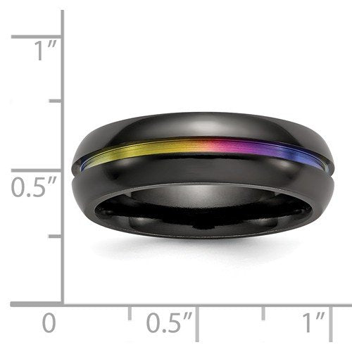 Edward Mirell Black Titanium Multi-Colored Anodized 7mm Comfort-Fit Band