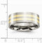 Titanium, Two Stripes 14k Yellow Gold Inlay 8mm Flat Band, Size 7.5