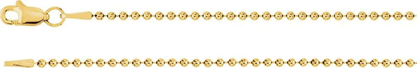 1.5mm 14k Yellow Gold Bead Chain, 16"