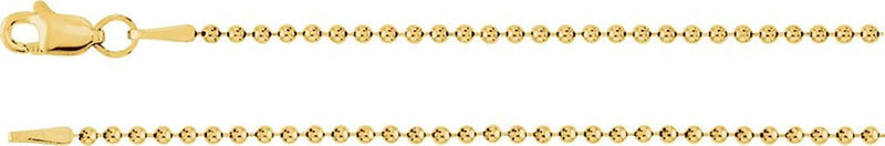 1.5mm 14k Yellow Gold Bead Chain, 16"