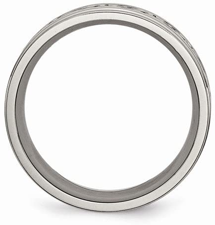 Brushed Grey Titanium Scroll Design 9mm Flat Band, Size 8