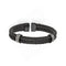 Men's Cobblestone Collection Black Titanium 13mm and Sterling Silver Cobblestone Cable Wire Cuff Bracelet, 7"