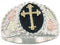 Men's Cross Ring, Sterling Silver, 10k Yellow Gold, 12k Green and Rose Gold Black Hills Gold Motif, Size 8.75