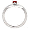 Chatham Created Ruby Pear and Diamond Chevron Rhodium-Plated 14k White Gold Ring (.145 Ctw, G-H Color, I1 Clarity)