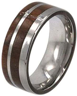 The Men's Jewelry Store (Unisex Jewelry) Ironwood, Titanium Pinstripe 8mm Comfort Fit Titanium Ring, Size 5.5