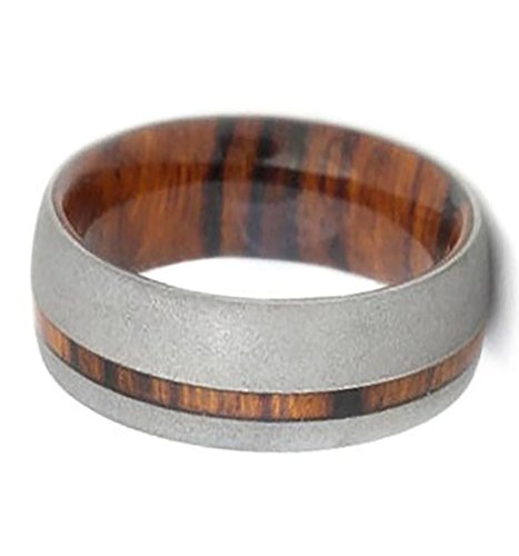 Sandblast Titanium 6mm Comfort-Fit Ironwood Ring