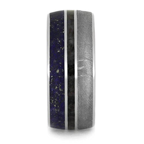 The Men's Jewelry Store (Unisex Jewelry) Gibeon Meteorite, Lapis Lazuli, Dinosaur Bone 9.5mm Titanium Comfort-Fit Wedding Band