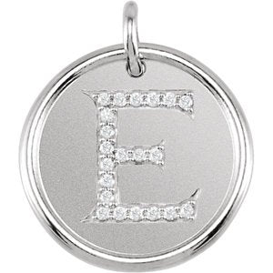 Diamond Initial "E" Pendant, Rhodium-Plated 14k White Gold (0.1 Ctw, Color GH, Clarity I1)