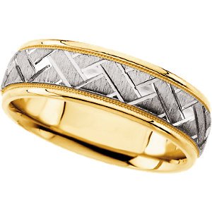 7mm 18k Yellow Gold and Platinum Two-Tone Designer Band, Size 5.5, 11