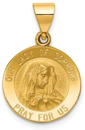 14k Yellow Gold Our Lady of Sorrows Medal Pendant (17X15MM)