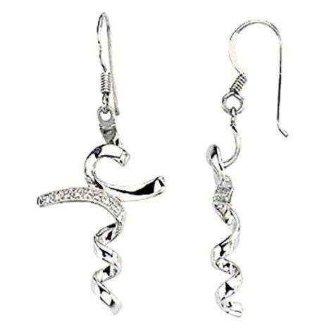 CZ 'I Stand in Awe' Dangle Earrings in Rhodium Plate Sterling Silver