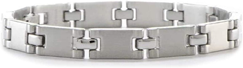 Men's Brushed and Polished Stainless Steel 7mm link Bracelet, 8.5 Inches