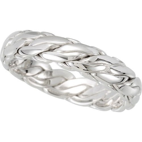 14k White Gold 5mm Hand-Woven Braided Band