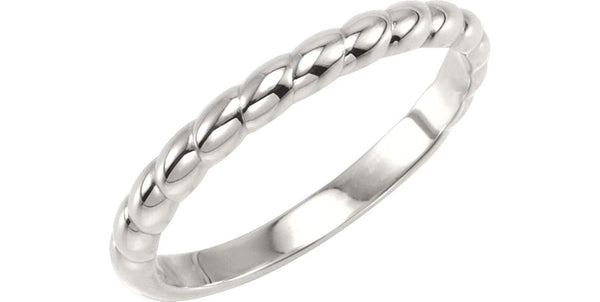 Rope Trimmed Stackable 2.5mm Sterling Silver Ring