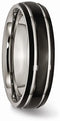 Grey Titanium, Black IP 6mm Grooved Edge Band, Size 8