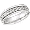 6.5mm 14k White Gold Hand Woven Braided Comfort Fit Band, Sizes 5 to 15