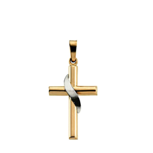 14k Gold Two-Tone Cross Pendant