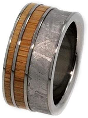 Gibeon Meteorite, Bamboo 9.5mm Comfort Fit Interchangeable Titanium Wedding Band, Size 12.75