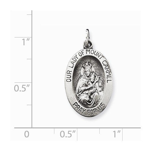 Sterling Silver Antiqued Our Lady Of Mt. Carmel Medal (24X13MM)