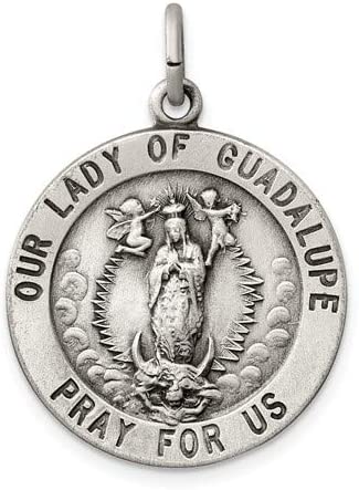 Sterling Silver Our Lady of Guadalupe Medal (29X22MM)