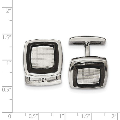 Stainless Steel Black IP-Plated Square Cuff Links