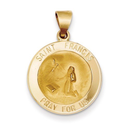 14k Yellow Gold St. Francis Medal Pendant (21X20MM)