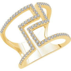 Diamond Negative Space Ring, 14k Yellow Gold, (1/2 Ctw, Color H+, Clarity I1), Size 7