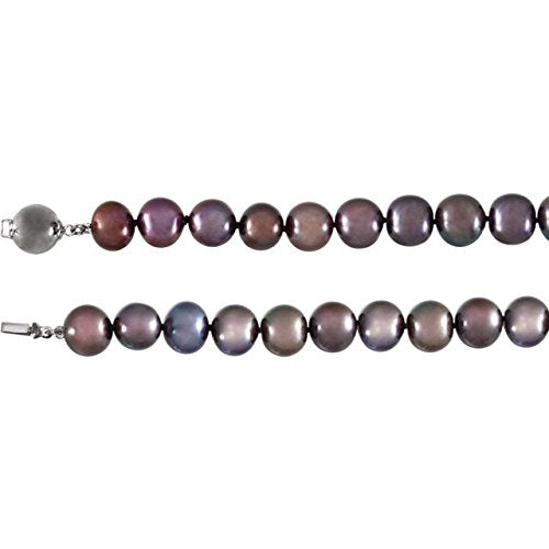 Black Freshwater Cultured Pearl Sterling Silver Necklace,18" (10.0-11.0 MM)
