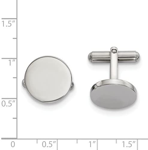 Stainless Steel Circle Cuff Links, 15.3X15.27MM